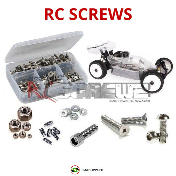 Representative image of an RCScrewZ stainless steel screw kit for HotBodies D817 Nitro 1/8th; exact kit contents vary by RC model.