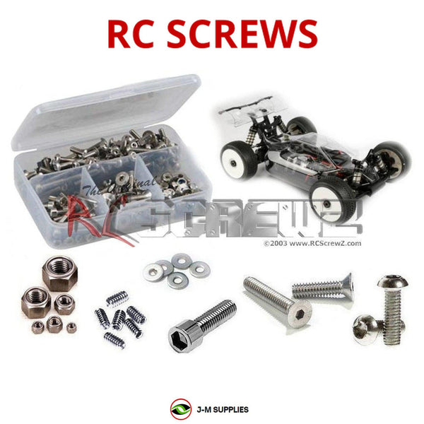 Representative image of an RCScrewZ stainless steel screw kit for HotBodies D817e 1/8th; exact kit contents vary by RC model.