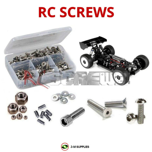 Representative image of an RCScrewZ stainless steel screw kit for HB Racing E819RS 1/8 Buggy - Electric - 4WD (#204645); exact kit contents vary by RC model.