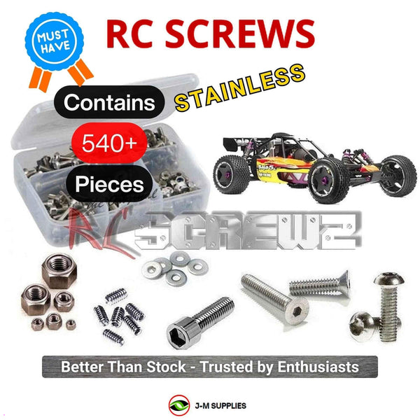 Representative image of an RCScrewZ stainless steel screw kit for HPI Racing Baja 5B 1/5 Gasoline 2WD Buggy RTR (10600, 10601); exact kit contents vary by RC model.