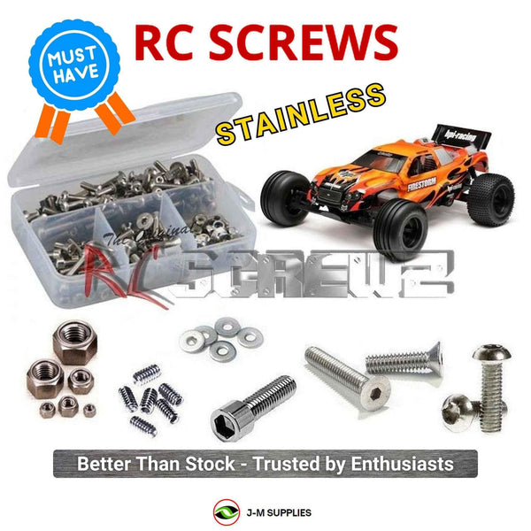 Representative image of an RCScrewZ stainless steel screw kit for HPI Firestorm 10T 1/10 Nitro 2WD Stadium Truck (10510); exact kit contents vary by RC model.