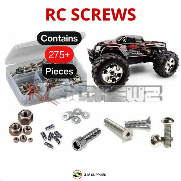 Representative image of an RCScrewZ stainless steel screw kit for HPI Racing Savage Flux HP 1/8 Electric 4WD Truck (104240); exact kit contents vary by RC model.