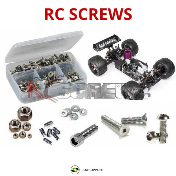 Representative image of an RCScrewZ stainless steel screw kit for HPI Trophy 3.5 / 4.6 1/8 Nitro 4WD Truggy (107012, 107014); exact kit contents vary by RC model.