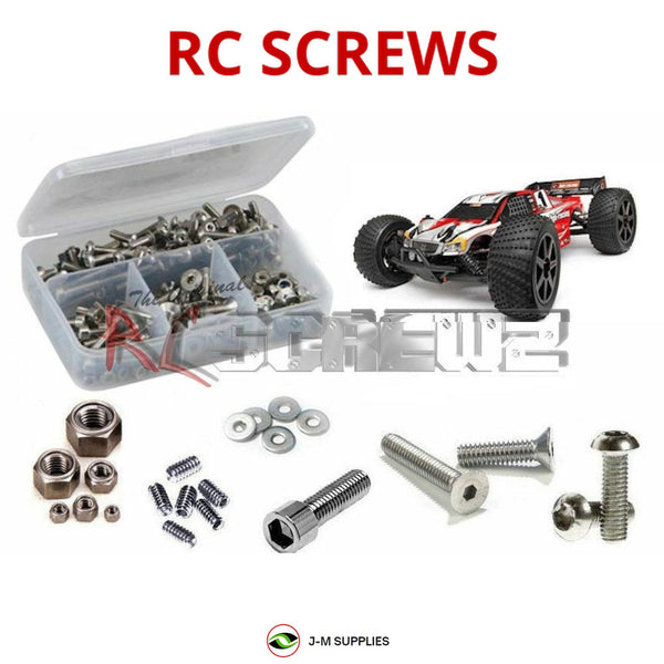 Representative image of an RCScrewZ stainless steel screw kit for HPI Trophy Truggy Flux 1/8 Electric 4WD Off-Road Truggy (107018); exact kit contents vary by RC model.