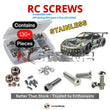 Representative image of an RCScrewZ stainless steel screw kit for HPI RS4 Sport 3 Flux Porsche 911 GT3 RSR 1/10 Elec 4WD (114350); exact kit contents vary by RC model.