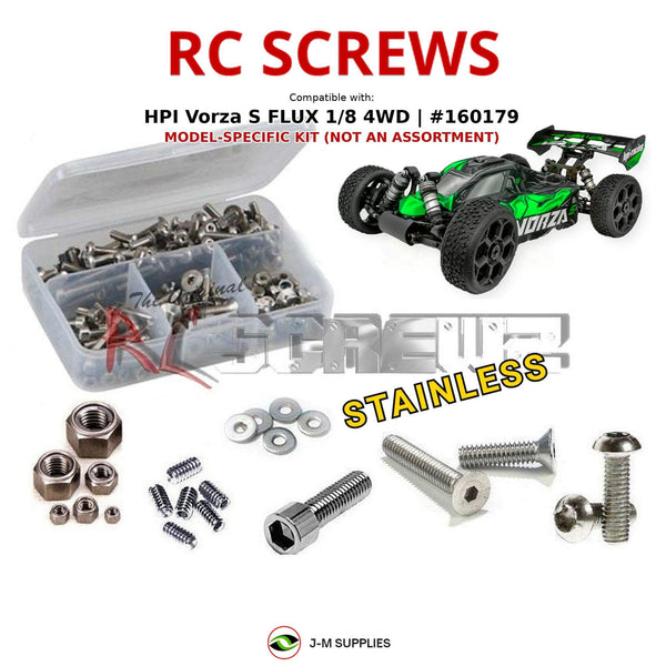 Representative image of an RCScrewZ stainless steel screw kit for HPI Vorza S Buggy Flux 1/8 Elec 4WD (160179, HPI160179); exact kit contents vary by RC model.