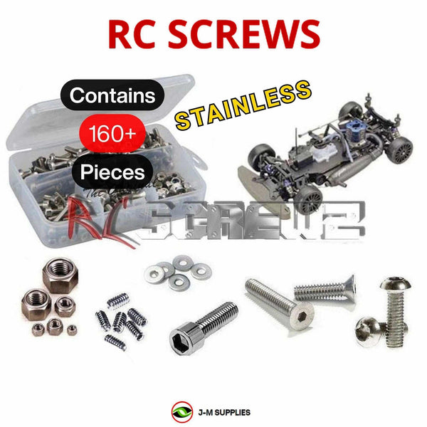 Representative image of an RCScrewZ stainless steel screw kit for Kyosho V-One R 1/10 Nitro 4WD Touring Car (31011); exact kit contents vary by RC model.