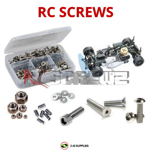 Representative image of an RCScrewZ stainless steel screw kit for Kyosho V-One S 1/10 Nitro 4WD Touring Car (31241); exact kit contents vary by RC model.