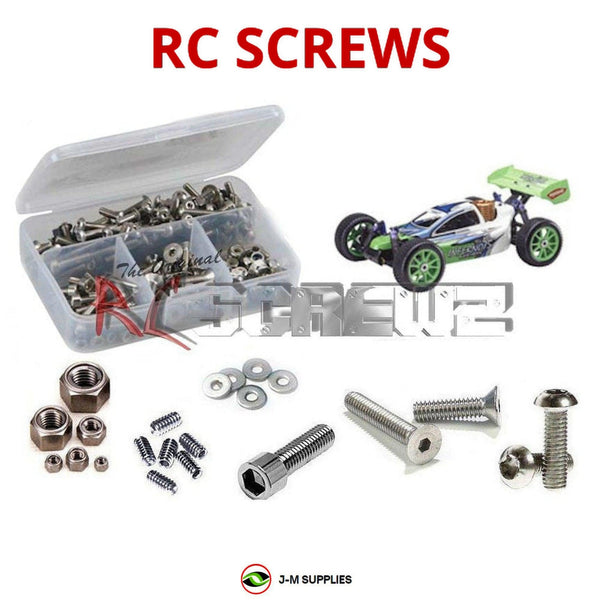 Representative image of an RCScrewZ stainless steel screw kit for Kyosho MP7.5 Kanai 1/8 Nitro 4WD Buggy (31191); exact kit contents vary by RC model.