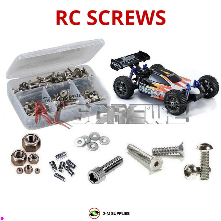 Representative image of an RCScrewZ stainless steel screw kit for Kyosho MP7.5 Sports 1/8 Nitro 4WD Buggy (31192); exact kit contents vary by RC model.