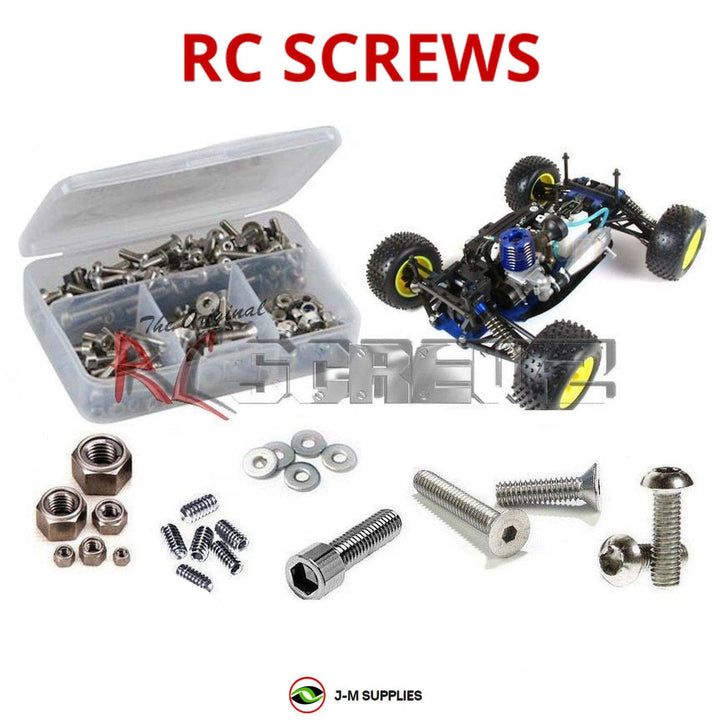 Representative image of an RCScrewZ stainless steel screw kit for Kyosho TR-15 Monster Touring 1/8 Nitro 4WD (31213); exact kit contents vary by RC model.