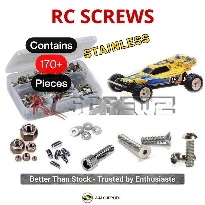 Representative image of an RCScrewZ stainless steel screw kit for Kyosho Rocky 1/10 Electric 4WD Buggy (3101); exact kit contents vary by RC model.