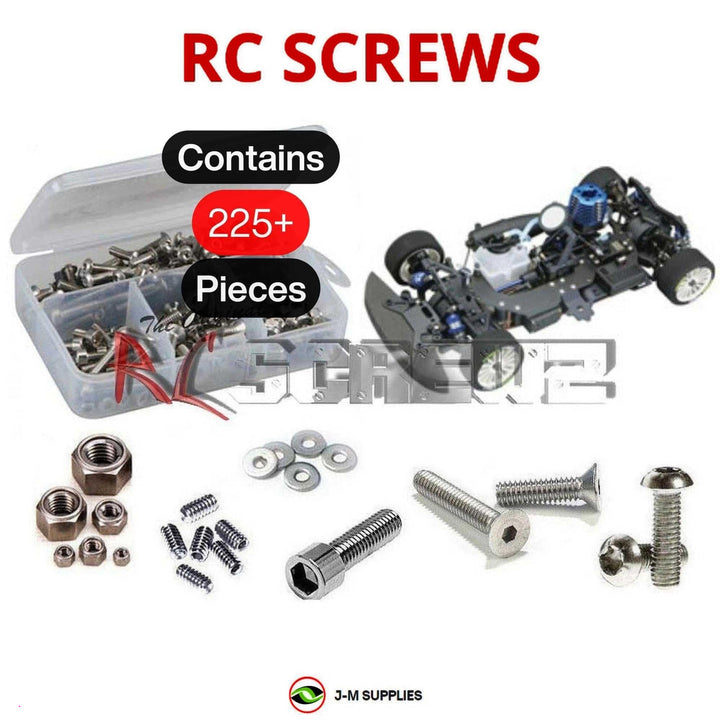 Representative image of an RCScrewZ stainless steel screw kit for Kyosho FW-05R/S 1/10 Nitro 4WD Touring Car (31581); exact kit contents vary by RC model.