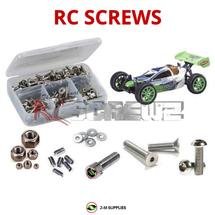 Representative image of an RCScrewZ stainless steel screw kit for Kyosho Inferno MP7.5 Kanai 3 1/8 Nitro Buggy (31273); exact kit contents vary by RC model.