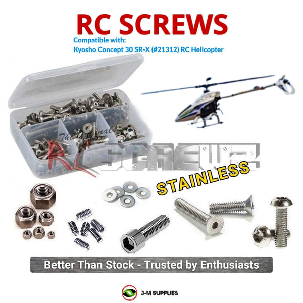 J-M SUPPLIES RC Parts Store - RCScrewZ Stainless Steel Screw Kit kyo068 for Kyosho Concept 30 SR-X (#21312) RC Helicopter | SET