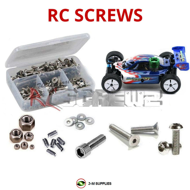 Representative image of an RCScrewZ stainless steel screw kit for Kyosho Mini Inferno 09 Nitro 1/16th Off-road Buggy (#31311); exact kit contents vary by RC model.