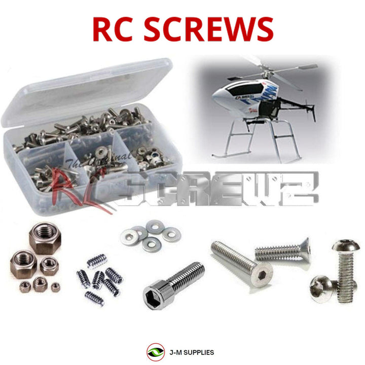 Representative image of an RCScrewZ stainless steel screw kit for Kyosho Caliber ZG 26cc Gas RC Helicopter (21295); exact kit contents vary by RC model.