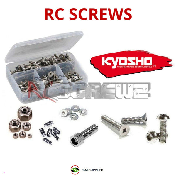Representative image of an RCScrewZ stainless steel screw kit for Kyosho Evolva M3 1/8 Nitro 4WD Racing Car (31286); exact kit contents vary by RC model.