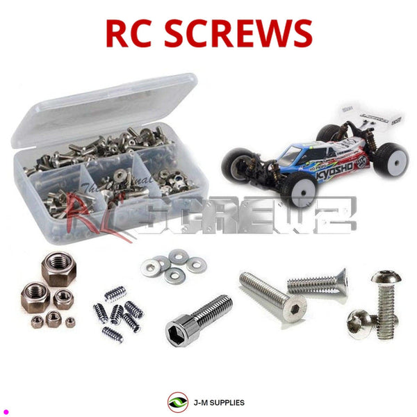 Representative image of an RCScrewZ stainless steel screw kit for Kyosho Lazer ZX-6 1/10 Electric 4WD Buggy (30046); exact kit contents vary by RC model.