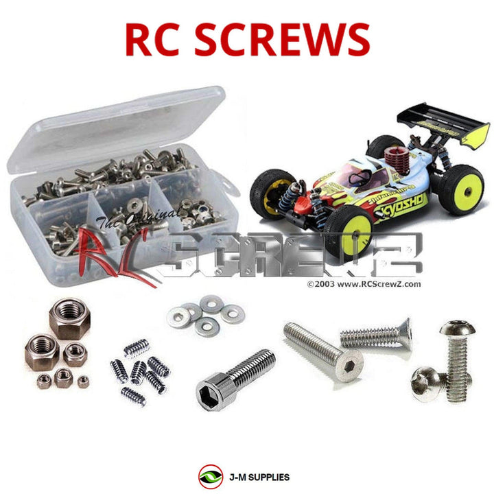 Representative image of an RCScrewZ stainless steel screw kit for Kyosho Inferno MP9 TKI3 1/8 Nitro 4WD Buggy (31788); exact kit contents vary by RC model.