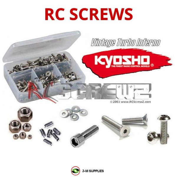 Representative image of an RCScrewZ stainless steel screw kit for Kyosho Turbo Inferno 1/8 Nitro 4WD Buggy (31346); exact kit contents vary by RC model.