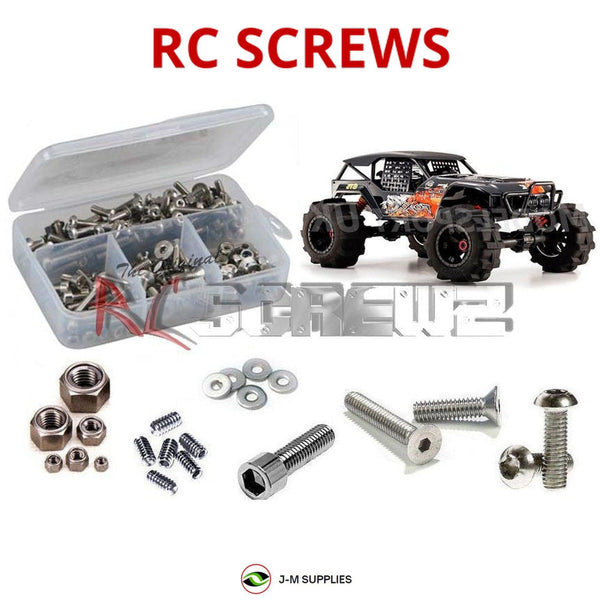 Representative image of an RCScrewZ stainless steel screw kit for Kyosho FO-XX 2.0 1/8 Nitro 4WD Monster Truck (33154); exact kit contents vary by RC model.
