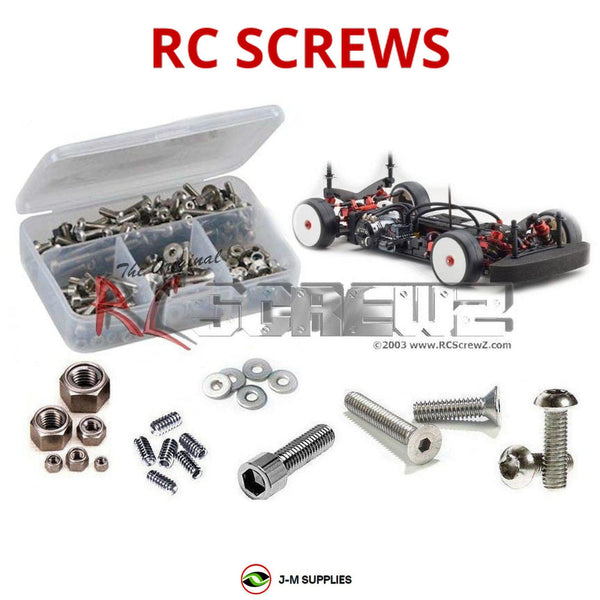 Representative image of an RCScrewZ stainless steel screw kit for Kyosho TF-7 1/10 Electric 4WD Touring Car (30026); exact kit contents vary by RC model.