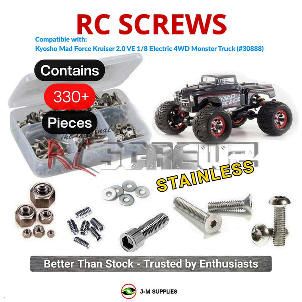 Representative image of an RCScrewZ stainless steel screw kit for Kyosho Mad Force 2.0 VE 1/8 Electric 4WD Truck (30888); exact kit contents vary by RC model.