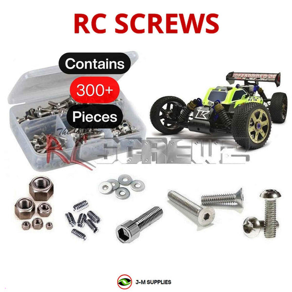 Representative image of an RCScrewZ stainless steel screw kit for Kyosho Inferno Neo 2.0 1/8 Nitro 4WD Buggy (31684); exact kit contents vary by RC model.