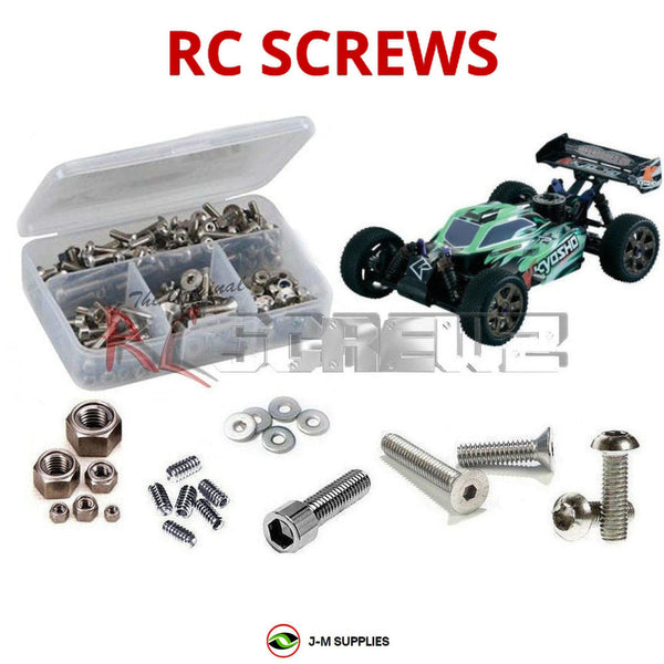 Representative image of an RCScrewZ stainless steel screw kit for Kyosho Neo 2.0 4WD 1/8 (#31684); exact kit contents vary by RC model.