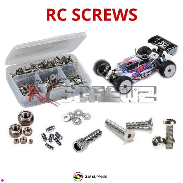 Representative image of an RCScrewZ stainless steel screw kit for Kyosho Inferno MP10 1/8 Nitro 4WD Buggy (33015B); exact kit contents vary by RC model.
