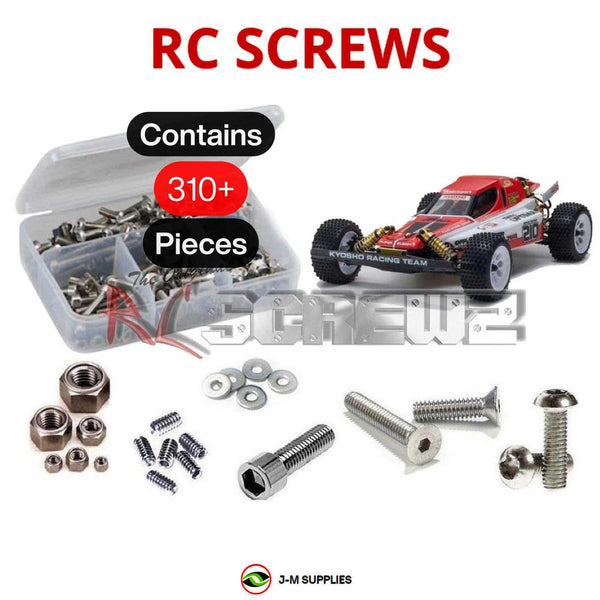 Representative image of an RCScrewZ stainless steel screw kit for Kyosho Turbo Optima Gold 1/10 Electric 4WD Buggy (30619); exact kit contents vary by RC model.