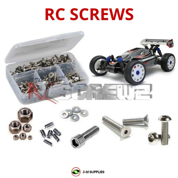 Representative image of an RCScrewZ stainless steel screw kit for Kyosho Inferno VE Race Spec 1/8 Electric 4WD Buggy (30876M-B); exact kit contents vary by RC model.