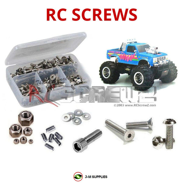 Representative image of an RCScrewZ stainless steel screw kit for Kyosho Big Boss / The Boss 1/10 Electric 2WD Truck (3108); exact kit contents vary by RC model.