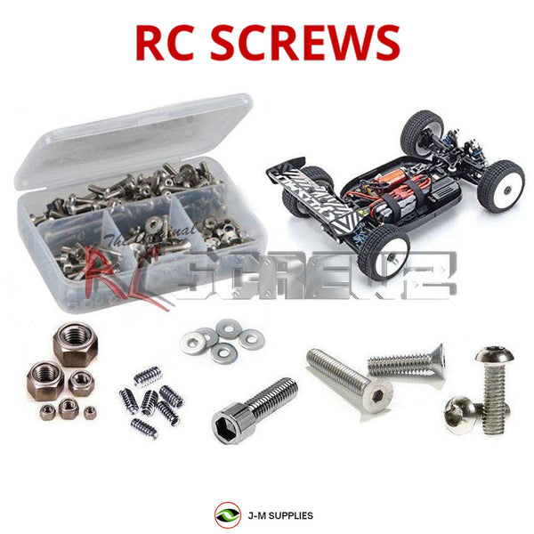 Representative image of an RCScrewZ stainless steel screw kit for Kyosho Inferno MP9e Evo V2 1/8 Electric 4WD Buggy (34111); exact kit contents vary by RC model.