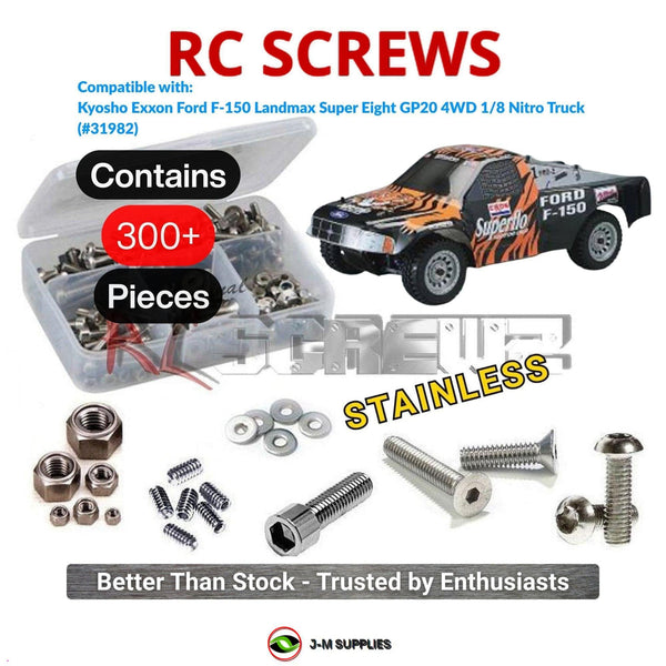 Representative image of an RCScrewZ stainless steel screw kit for Kyosho Landmax GP20 F-150 1/8 Nitro 4WD Truck (31982); exact kit contents vary by RC model.