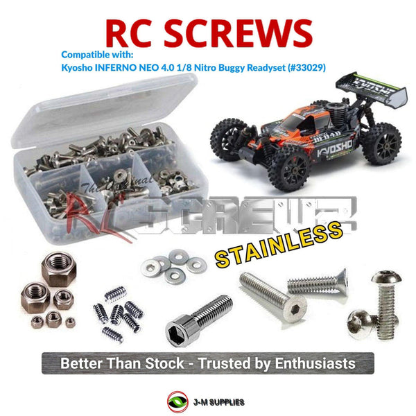 J-M SUPPLIES RC Parts Store - RCScrewZ Stainless Steel Screw Kit kyo221 for Kyosho Inferno NEO 4.0 Nitro Readyset 1/8 GP 4WD Off-Road Racing Buggy (33029, 33029T1, 33029T2) | UPG