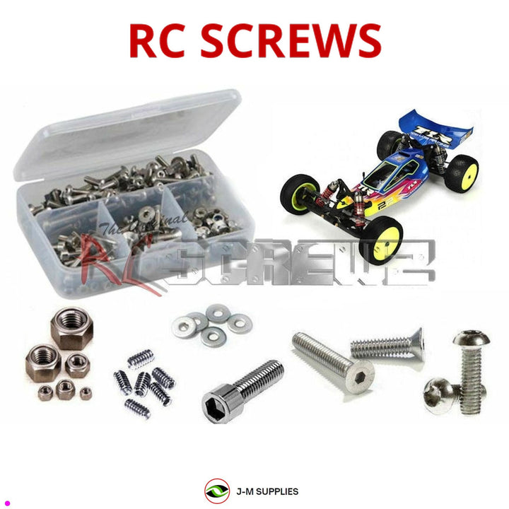 Representative image of an RCScrewZ stainless steel screw kit for Losi TLR 22 1/10 Electric 2WD Race Buggy (TLR0022); exact kit contents vary by RC model.
