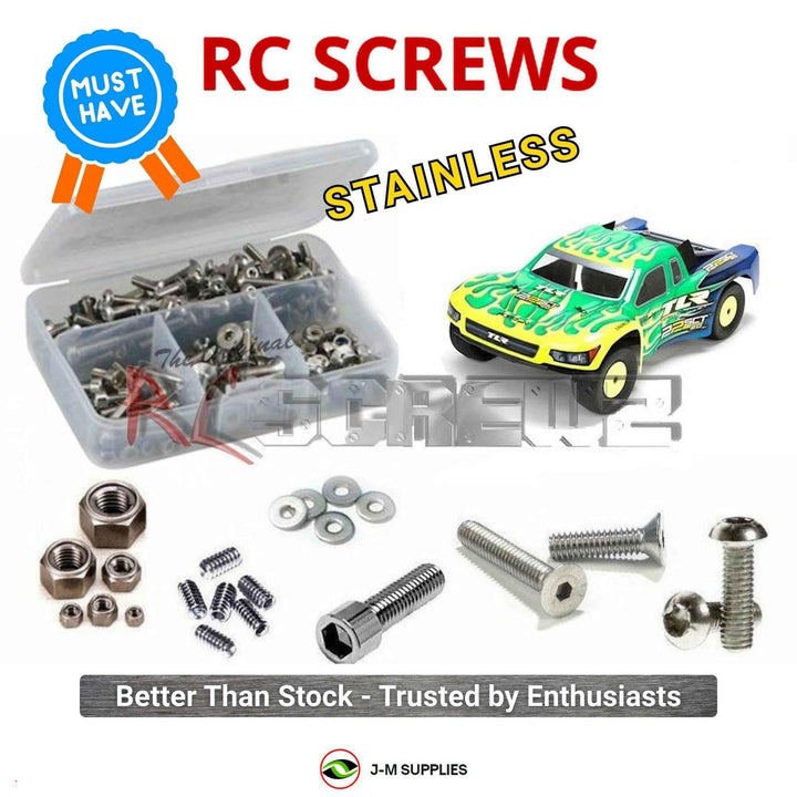 Representative image of an RCScrewZ stainless steel screw kit for Losi TLR 22SCT 2.0 1/10 Electric 2WD SCT (TLR03003); exact kit contents vary by RC model.