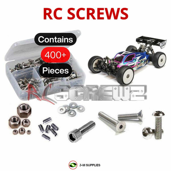 Representative image of an RCScrewZ stainless steel screw kit for Losi TLR 8IGHT-XE Elite 1/8 Electric 4WD Buggy (TLR04011); exact kit contents vary by RC model.