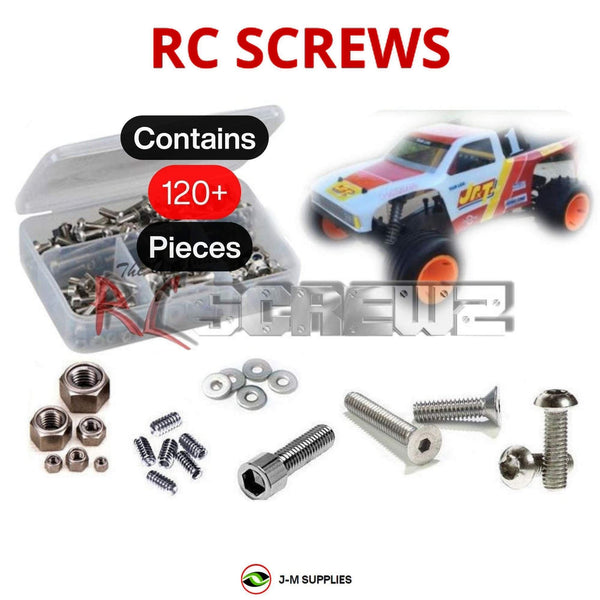 Representative image of an RCScrewZ stainless steel screw kit for Team Losi JRX-T 1/10 Electric 2WD Truck (A-0050); exact kit contents vary by RC model.