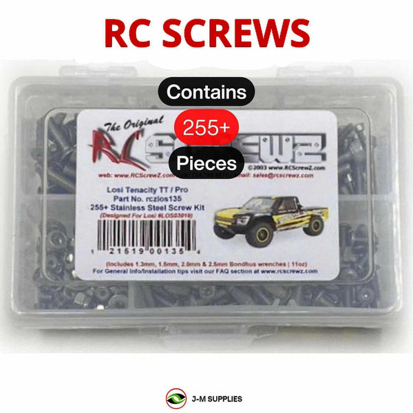 Representative image of an RCScrewZ stainless steel screw kit for Losi Tenacity TT Pro 1/10 Electric 4WD Truck (LOS03019); exact kit contents vary by RC model.
