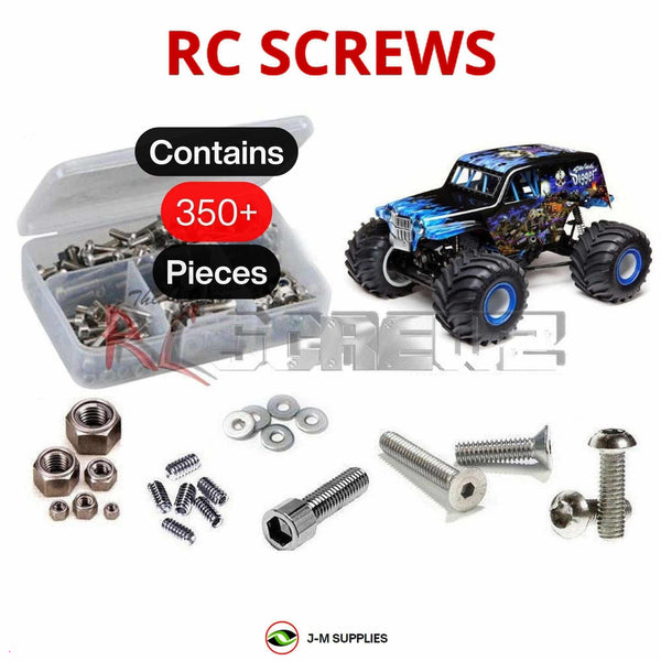 Representative image of an RCScrewZ stainless steel screw kit for Losi LMT 3S 1/8 Electric 4WD Monster Truck (LOS04021); exact kit contents vary by RC model.