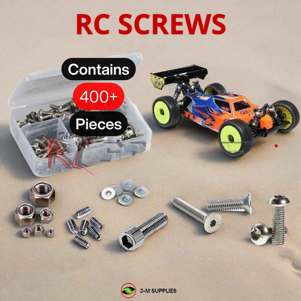 Representative image of an RCScrewZ stainless steel screw kit for Losi TLR 8IGHT-X/E 2.0 1/8 Nitro/Electric 4WD Buggy (TLR04012); exact kit contents vary by RC model.