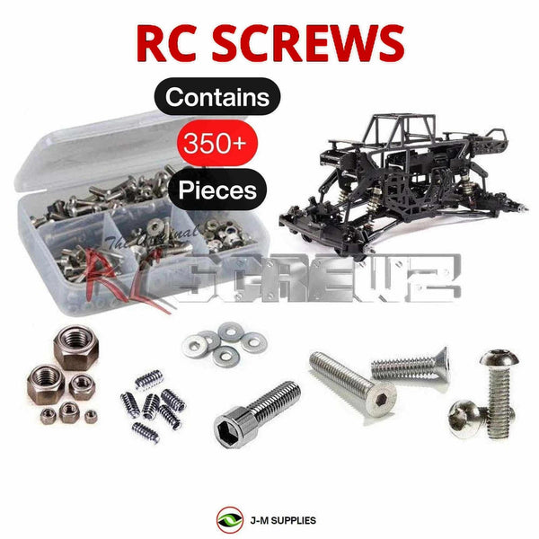 Representative image of an RCScrewZ stainless steel screw kit for Losi LMT TLR Tuned 1/8 Electric 4WD MT (LOS04027); exact kit contents vary by RC model.