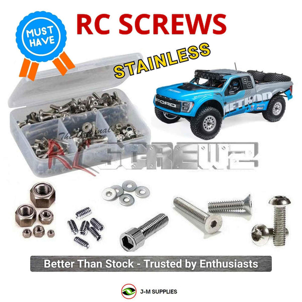Representative image of an RCScrewZ stainless steel screw kit for Losi Baja Rey 2.0 Raptor 1/10 4WD Truck (LOS03046); exact kit contents vary by RC model.
