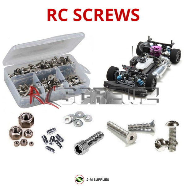 Representative image of an RCScrewZ stainless steel screw kit for Mugen Seiki MTX-5 Nitro 1/10th; exact kit contents vary by RC model.