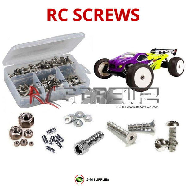 Representative image of an RCScrewZ stainless steel screw kit for Mugen Seiki MBX-6TR; exact kit contents vary by RC model.