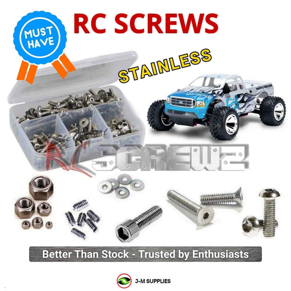 Representative image of an RCScrewZ stainless steel screw kit for Schumacher Menace 21 RTR 1/10th Nitro Truck; exact kit contents vary by RC model.