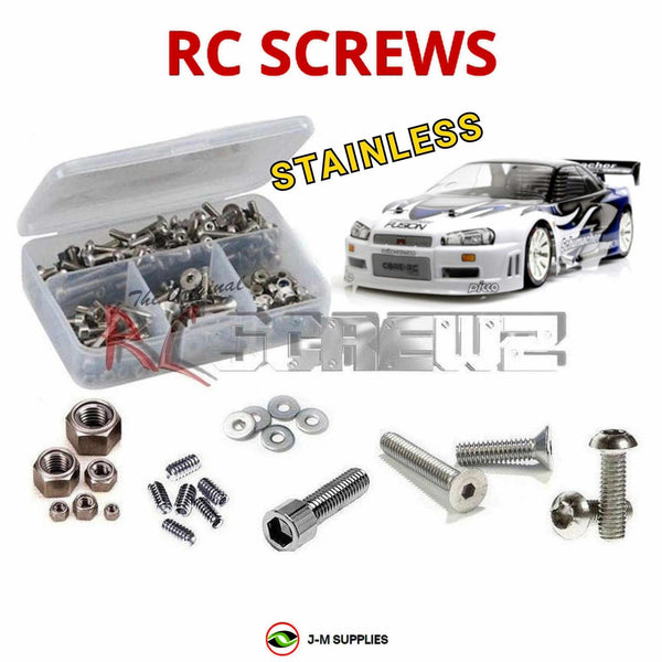 Representative image of an RCScrewZ stainless steel screw kit for Schumacher Fusion .28 4WD 1/10 Nitro Car (#K105 / #K106); exact kit contents vary by RC model.